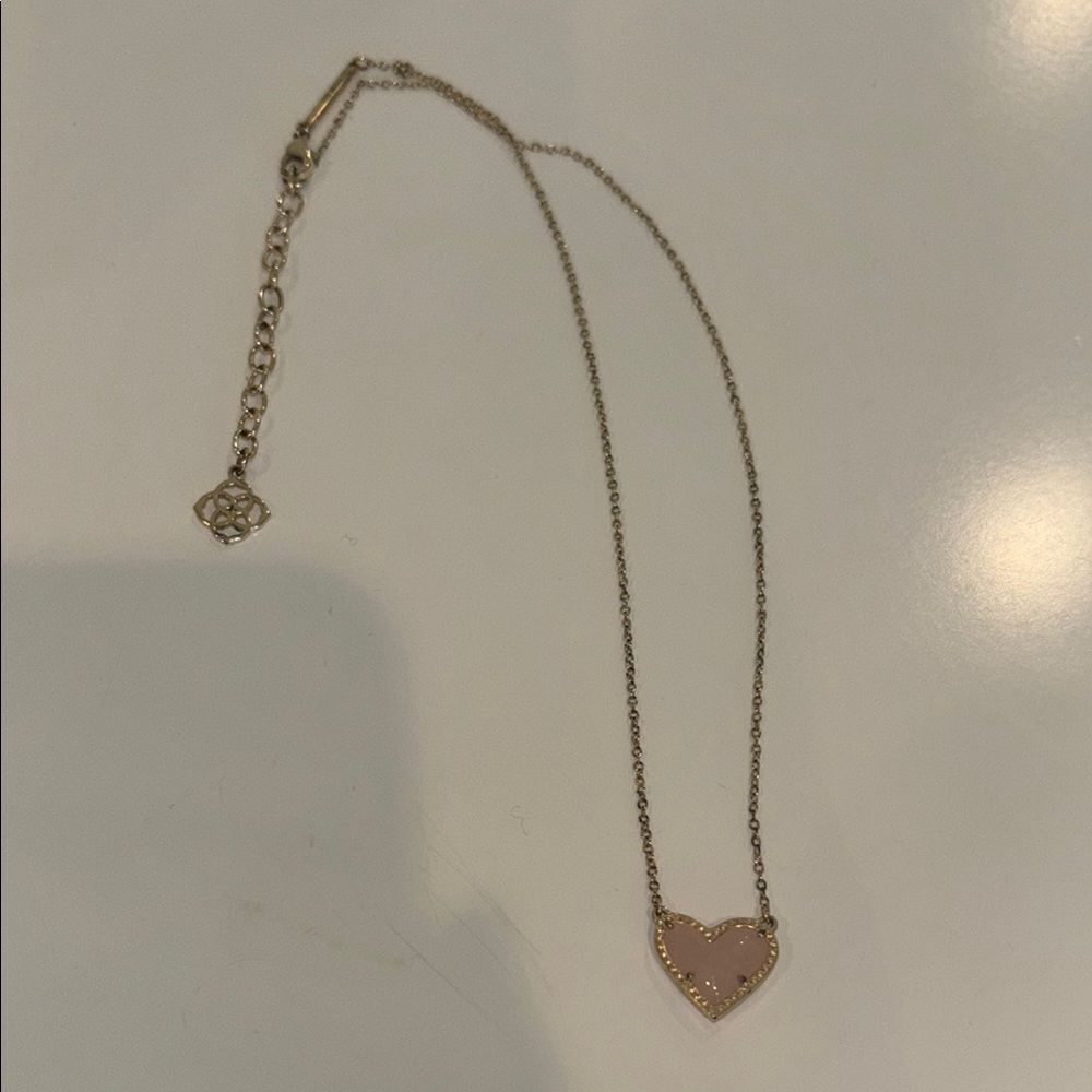 Kendra Scott Pink and Gold Heart Necklace